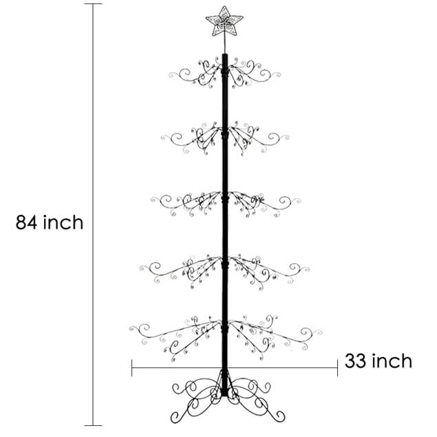 Ornament Display Tree Metal Christmas Wrought Iron Stand Large Black